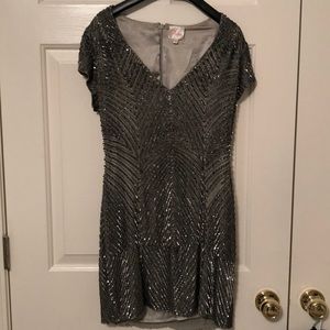 Parker Silver beaded mini dress, size s